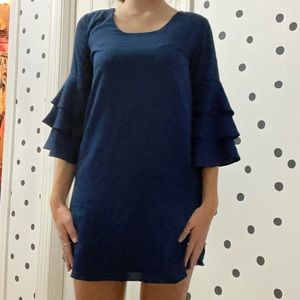 Ruffled long sleeved royal Blue dress